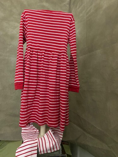 Hanna Andersson RED WHITE STRIPE Play Day Dress Leggings 2pc Set/OUTFIT 130 US 8 - Picture 4 of 5