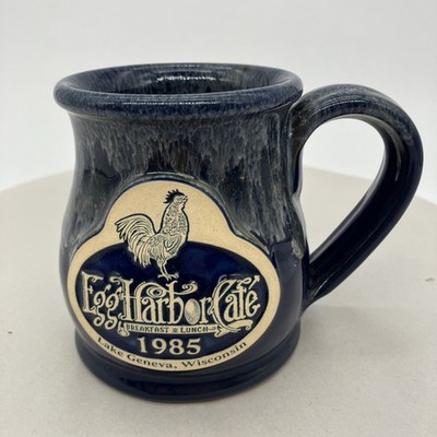 Egg Harbor Cafe 1985 Blue Mug Lake Geneva, WI Deneen Pottery USA 2014 FREE SHIP