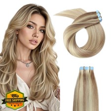 YILITE Tape in Remy Hair Ash Blonde Highlight 12" P18/613