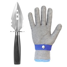 Oyster Shucking Knife+A9 Cut-Resistant Glove with Gift Box,Stainless Steel Oy...