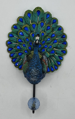 Wall Mount Resin Peacock Hook Great For Hats, Purses, Coat, Robe, Towel Hook