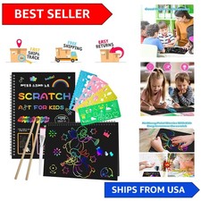 Delightful 2 Pack Scratch Paper Art Kit for Unisex Kids - 1200 Fun Pages 