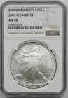 2007-W Burnished Silver Eagle Dollar $1 MS 70 NGC 1 oz Fine Silver