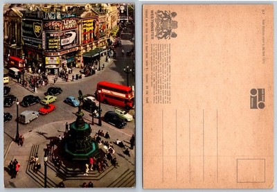 Vintage John Hinde Postcard Piccadilly Circus London England Eros Fountain 1950s