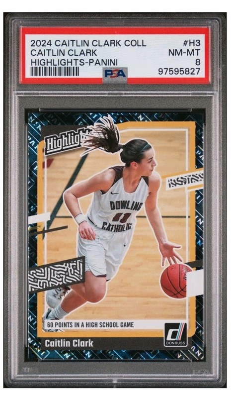 2024 Caitlin Clark Coll Highlights-Panini Caitlin Clark #H3 (RC) PSA 8 NM-MT
