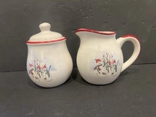 1970s Royal Seasons Snowmen CREAM & COVERED SUGAR Stoneware Christmas Holiday