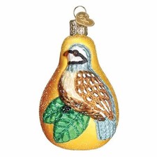 Old World Christmas Glass Ornament, Partridge in A Pear Tree With Gift Box 