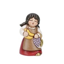 Donna con frutta, personaggio del presepe classico Thun colore rosso