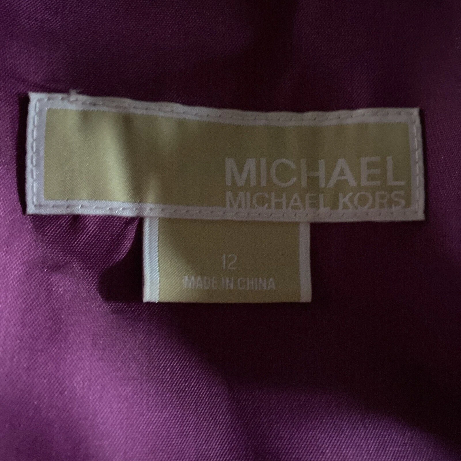 Michael Kors tunica 12 abito corto raso scatola pieghe scollo cambio foderato fucsia
