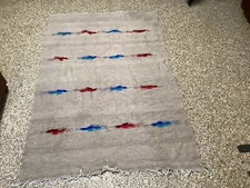 American Indian Large Blanket Wall Hanging Unknown Heritage VG Weaved Beige Tan 