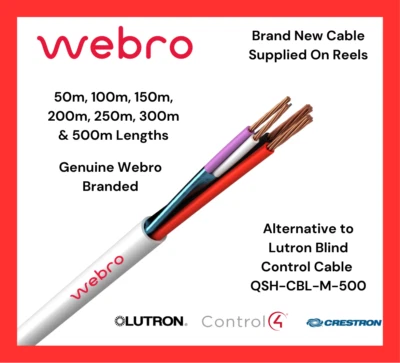 Webro Alternative QSH-CBL-M-500 Lutron Blind Control Cable LSHF White 50m - 500m
