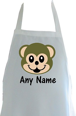 PERSONALISIERTE NIEDLICHE AFFENGESICHT DRUCK POLYESTER KINDERSCHÜRZE GEBURTSTAGSGESCHENK PARTY
