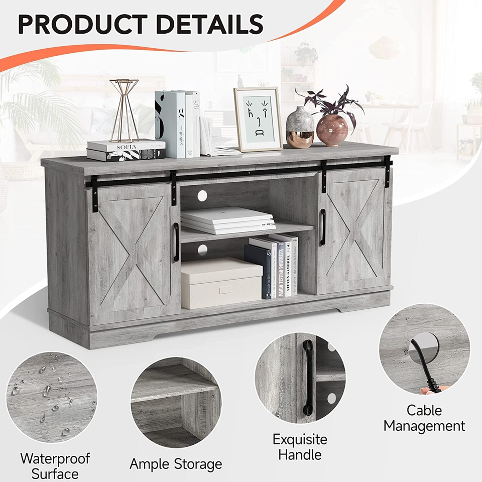 65 Inch Farmhouse Entertainment Center Media Console Table Tall TV