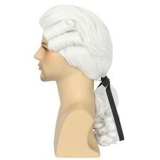 White Colonial Wig Mens Historical Judge Lawyer Costumes White Wig Washington...