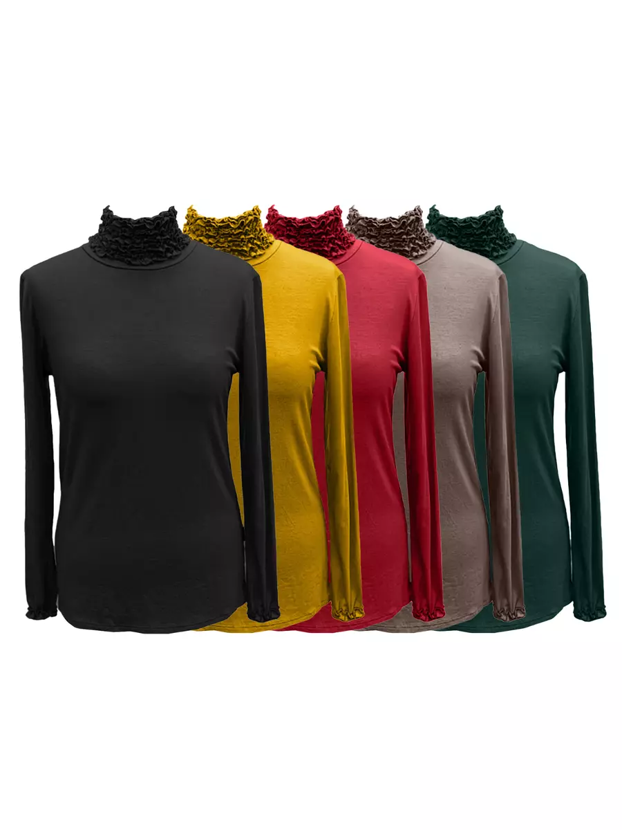 NEW Ladies casual Frill Roll High Polo Neck Jumper Womens Long
