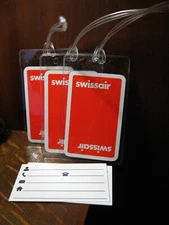 SwissAir Airlines Vintage Playing Card Luggage Tags (3) - SW Swiss Air Logo Set