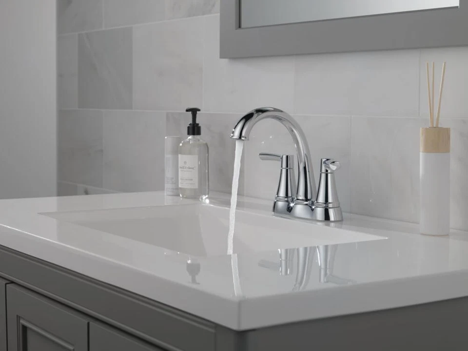 Delta Casara Juego Central Grifo Baño 2 Manijas Cromo-Certificado Reacondicionado Foto 3 de 4