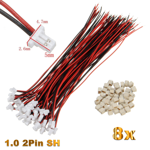 2Pin 1.0 SH 1,0mm Mini Micro JST Stecker + 15cm Kabel 28AWG + Buchse 1 2 4 5 10 - Bild 13 von 15