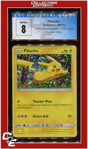 McDonald's Collection 2017 Pikachu Confetti Holo 5 CGC 8