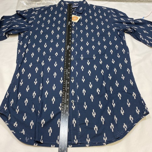 Camicia azteca Banana Republic slim fit uomo M blu polsino infradito manica lunga con bottoni - Foto 13 di 15