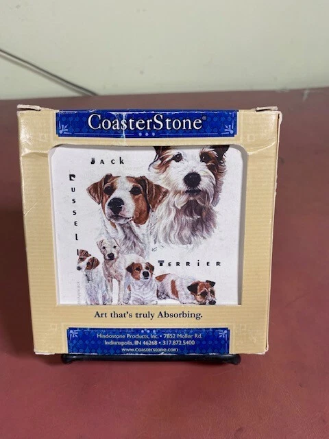 2005 CoasterStone Hindostone Absorbent Stone Coaster Set Jack Russell Terrier - Image 2 of 4