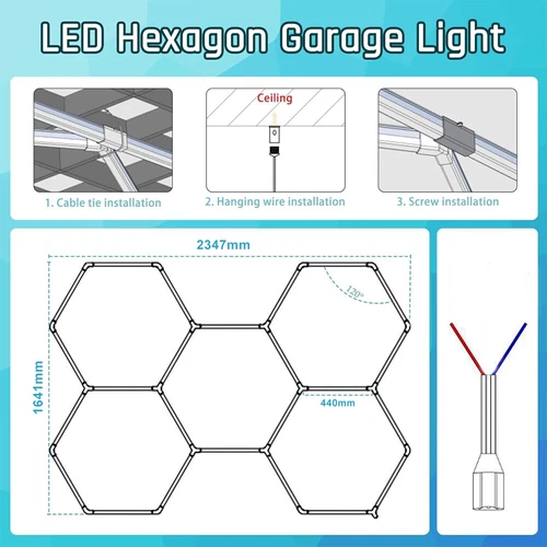 28 x lampe à DEL hexagone atelier garage mur plafonnier nid d'abeille éclairage Allemagne - Photo 18 sur 30