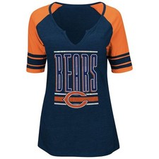 BNWT Majestic Chicago Bears Womens Ladies Slit Neck Shirt S T-Shirt Jersey