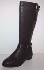 GH Bass NIB Womens 8 8.5 Wide Width Alexandra Brown Faux Leather Riding Boots