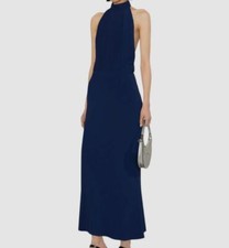 Alexander McQueen Women's Blue Halter-Neck Sleeveless Dress Size 44