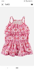 NWT CARTER GIRL TODDLER SPRING SUMMER POM POM TUNIC DRESS PINK WHITE 2T