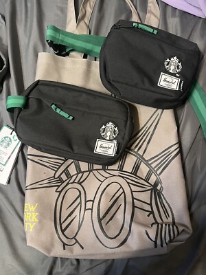 Starbucks Hershel Fanny Pack, Accessories Case & NYC Tote Bag