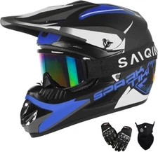Dirt Bike Helmet, Youth Motocross Helmet, ATV Motorcycle Helmet DOT XL BLUE
