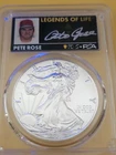 2021-P SILVER EAGLE  PCGS MS70 FIRST STRIKE T1 EMERGENCY"Pete Rose"Auutographed