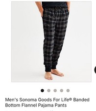 NWT Sonoma Men  s Flannel Pajama Pants Size Medium Plaid