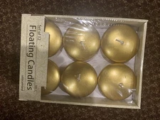 12-Pack Gold Floating Candles 3 inch Dripless Wax 13-15 Hour Burn Time