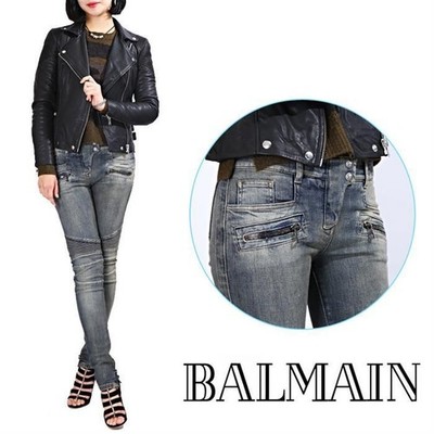 Balmain Damen Mid Rise Denim Bikerhose 5356 166N C3011 141451841