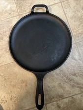 12-Inch Cast Iron Comal Griddle Pan with a Long Handle, Used