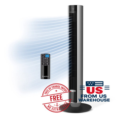 Lasko 40'' Quiet Tower Fan Remote DC Motor 12 Speeds Oscillating Black, TDC401