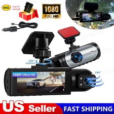 64GB HD 1080P Car Dual Lens Dash Cam Front/Inside Video Recorder Camera G-sensor