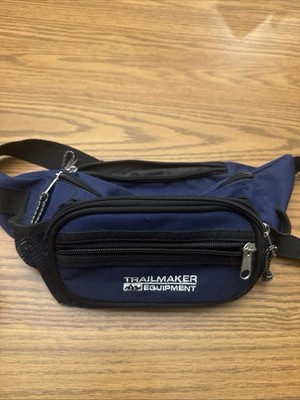 Fanny Pack Blue Trailmaker Equipment 4 Pockets Black Clip Belt Waist Bag 90's