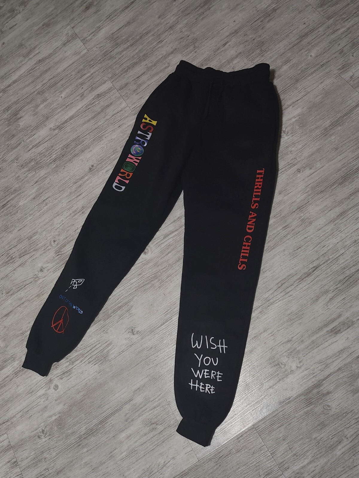 Travis Scott Astroworld "Wish You Were Here" Thrills and Chills Joggers Size S image 2