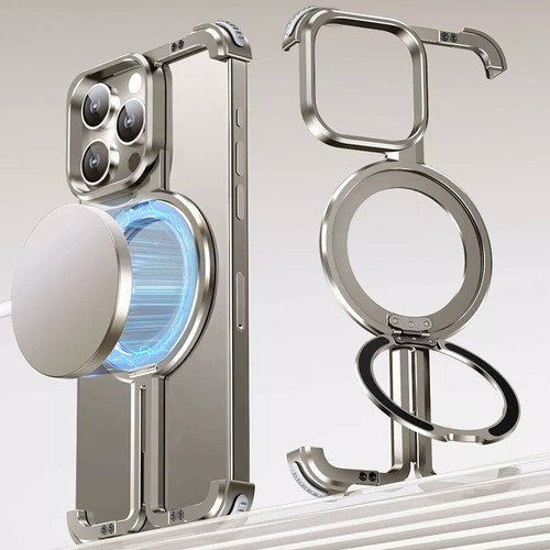 Für iPhone 15Pro Max 14 13 Rahmenlose magnetische Metall Stoßstange Handyhülle - Bild 20 von 40