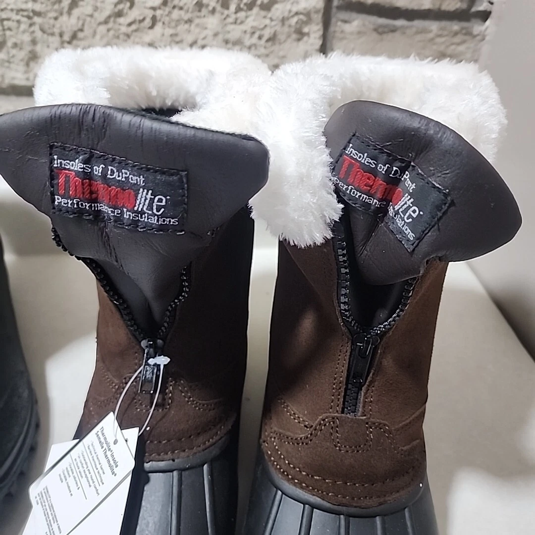 Womens Leather Boots Nevados Insulated Size 10 Winter Hiking Brown Zip Up NWT