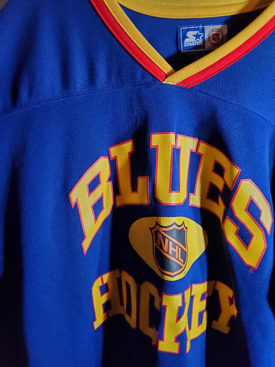 ST. LOUIS BLUES Men Blue Yellow Vintage 90s NHL Hockey Jersey L