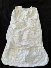 Halo White/Aqua/Grey Elephants Cotton Knit Sleepsack Swaddle Newborn READ
