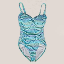 SUNSEEKER Green + Blue Geometric One Piece Swimsuit | Sz 10