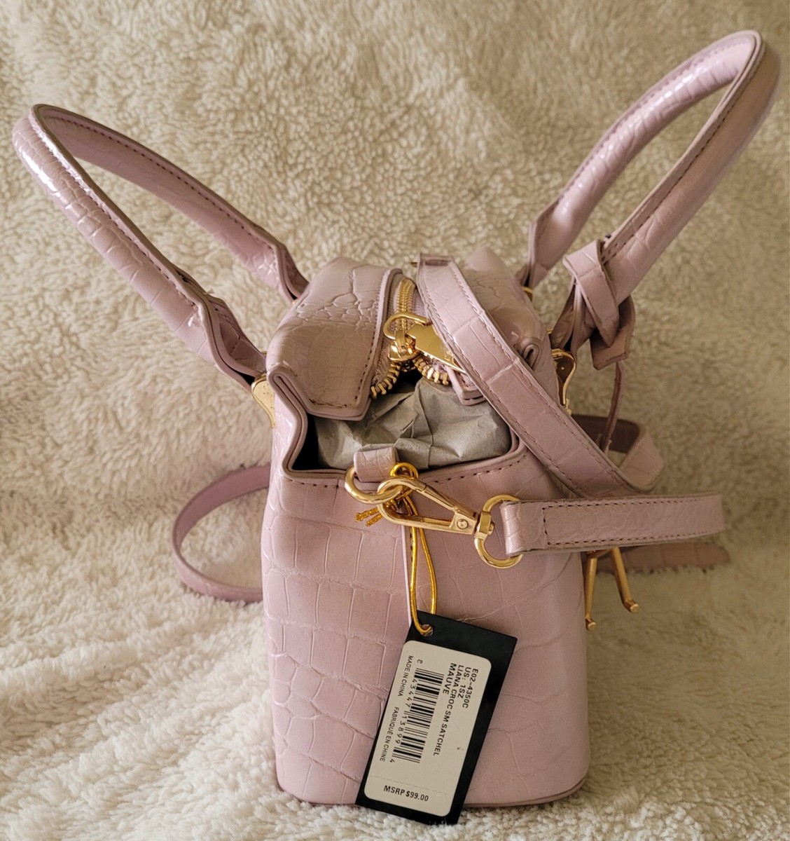 Bebe Liana Croc Small Satchel Purse/Crossbody Color Mauve *NEW* | eBay