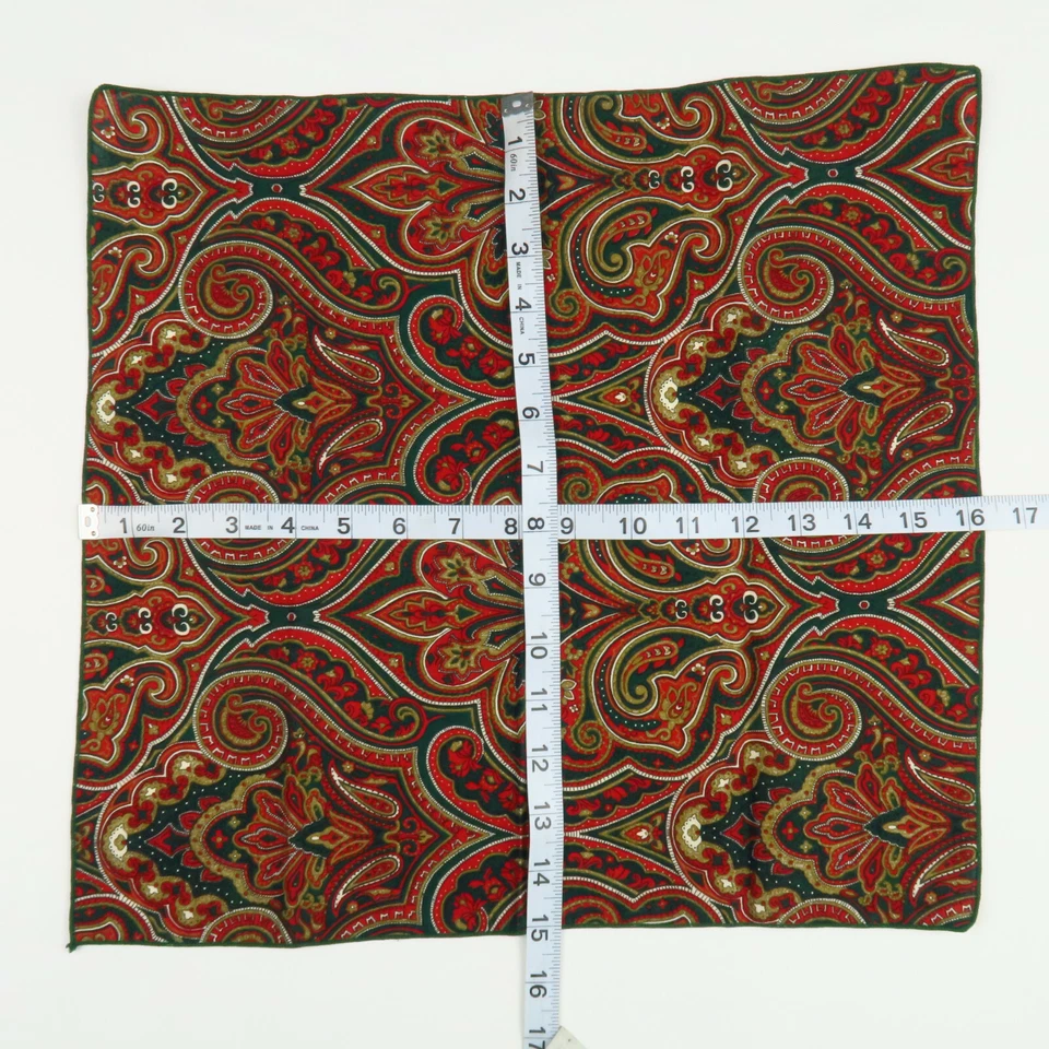 Mens Green Red Bandana Hankershief Paisley Pattern 16"x15"  - Image 2 of 3