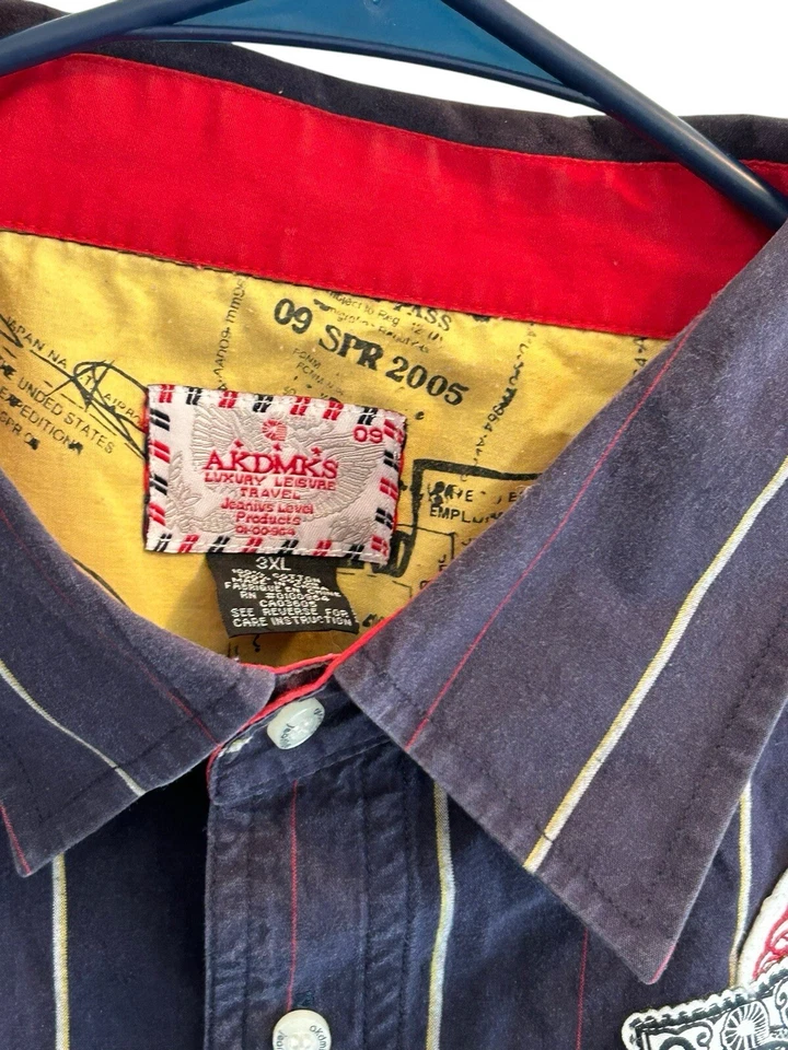 AKDMKS Botón Delantero Para Hombres 3XL Bordado Ropa de Calle Grunge Y2K Hip Hop Único Foto 2 de 4