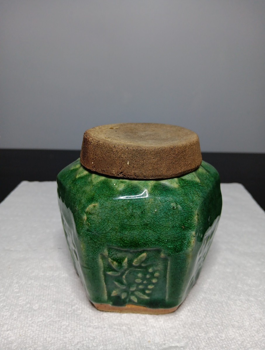 Antique Chinese Green Glazed Pottery Ginger Jar Decoration 6